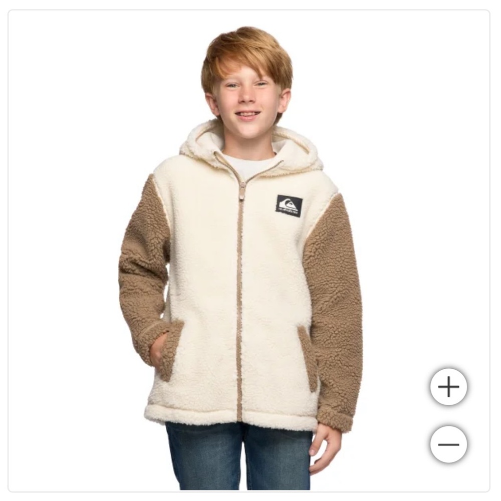 Quiksilver Cream and Brown Sherpa Hoodie